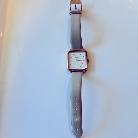 CLUSE La Garconne Rose Gold White Dial & Grey Leather Strap Watch main image 9